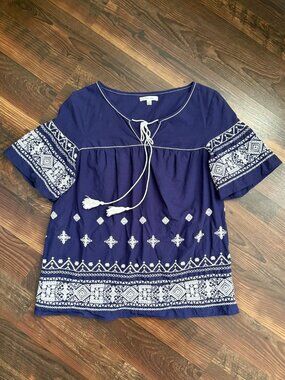 Sophie Max Embroidered Bohemian Peasant Blouse